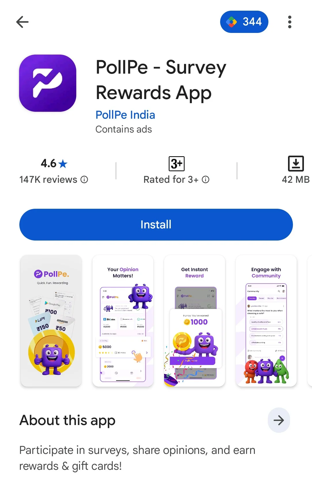 Pollpe India app Google Play store Download Screen shot
